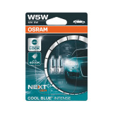 Set 2 becuri auto halogen Osram W5W Cool Blue Intense Next Generation 12V 2825CBN-02B