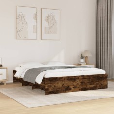 vidaXL Cadru de pat fără saltea Stejar afumat 160x200cm Lemn prelucrat 3295643