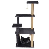 Ansamblu de joaca pentru pisici, cu loc pentru zgariat, hamac, minge, 121cm, grafit Household NewTrend