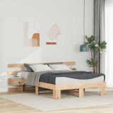 Cumpara ieftin Cadru de pat cu headboard Maro 120 x 200 cm Lemn de pin masiv