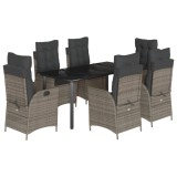 Cumpara ieftin Set mobilier de gradina cu perne, 7 piese, gri, poliratan
