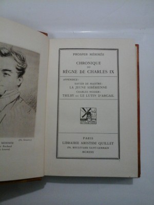 CHRONIQUE DU REGNE DE CHARLES IX - PROSPER MERIMEE (1930) foto