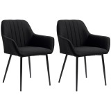 HOMCOM Scaune de Sufragerie Scaune pentru Vizitatori Design scandinav - Set de 2 scaune - Picioare metalice subțiate negre | Aosom Romania