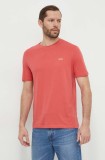 HUGO tricou din bumbac barbati, culoarea rosu, neted, 50466158
