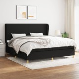 VidaXL Pat box spring cu saltea, negru, 200x200 cm, textil