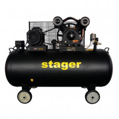 Compresor aer Stager, 4100 W, 10 bar, 370 l, 600 l/min, 950 rpm, trifazat, angrenare curea foto