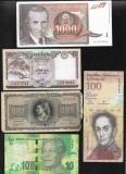 Set 5 bancnote de prin lume adunate (cele din imagini) #337, Europa