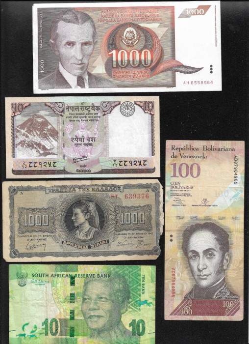 Set 5 bancnote de prin lume adunate (cele din imagini) #337
