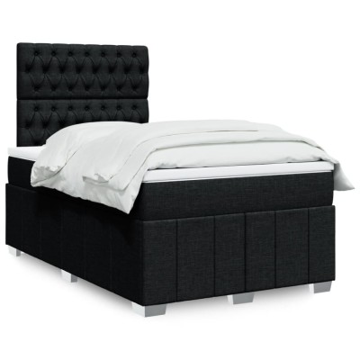 vidaXL Pat box spring cu saltea, negru, 120x200 cm, textil 3291644 foto