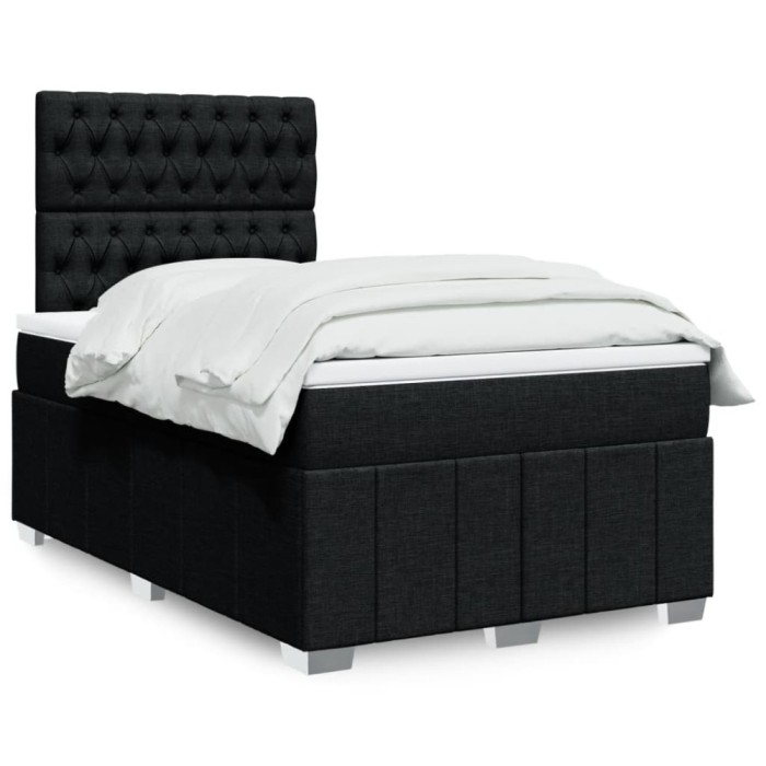 vidaXL Pat box spring cu saltea, negru, 120x200 cm, textil 3291644