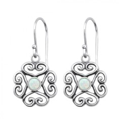 Cercei argint cu pietre semipretioase, Floare, Opal Fire Snow, A4S26809-1