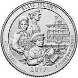 SUA - QUARTER ELLIS ISLAND , NEW JERSEY 2017 P - VF / SERIA PARCURI NAT, America de Nord