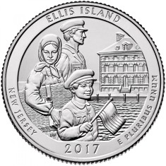 SUA - QUARTER ELLIS ISLAND , NEW JERSEY 2017 P - VF / SERIA PARCURI NAT