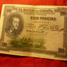Bancnota 100 pesetas Spania 1925 , litera D ,cal. VF