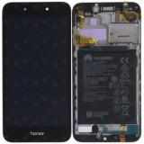 Huawei Honor 6A (DLI-AL10) Capac frontal modul display + LCD + digitizer + baterie gri 02351KTW