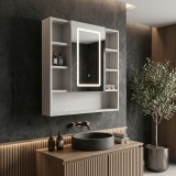Dulap cu oglindă LED Rea Luna 70x80cm