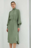 Cumpara ieftin Bruuns Bazaar rochie Lilli Lyra culoarea verde, midi, evazati