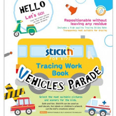 Carte Educativa Stick"n Tracing Work Book - Vehicles Parade