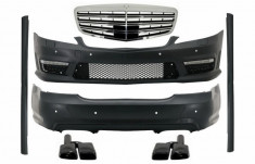 Pachet Exterior Complet Mercedes S-Class W221 (2005-2011) cu Grila Chrom si Ornamente evacuare Negre Performance AutoTuning foto