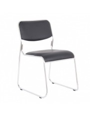 Scaun vizitator GN Emil, piele ecologica, cadru metalic cromat, stivuibil, 100 kg