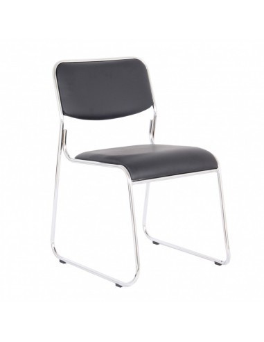 Scaun vizitator GN Emil, piele ecologica, cadru metalic cromat, stivuibil, 100 kg