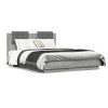 Cadru de pat cu tablie, gri sonoma, 135x190 cm, lemn prelucrat