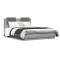 Cadru de pat cu tablie, gri sonoma, 135x190 cm, lemn prelucrat