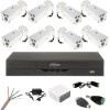 Sistem complet de supraveghere 8 camere exterior Dahua 2MP IR 80m, DVR 8 canale, accesorii montaj SafetyGuard Surveillance
