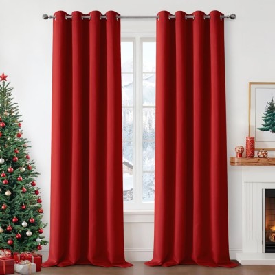 Set 2 Bucati Draperie, Tip Blackout, 140X245 Cm, Rosu - CN foto