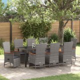 Cumpara ieftin Set de masă pentru grădină cu pernă 9 pcs Gri Rattan poli