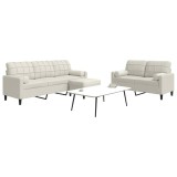 vidaXL Set de canapele cu perne/rulouri, 3 piese, crem, catifea 3278429