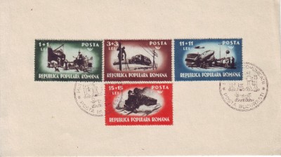 1948 Romania - Carton cu seria Munca in Comunicatii FDC, stampila prima zi foto