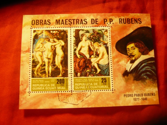 Bloc Guineea Ecuatorial 1973 Aniversare Rubens - Pictura, stampilat