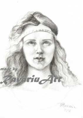 G5. Lucrare de grafica in creion pe hartie, Printesa Ileana, Hartie, A4 foto