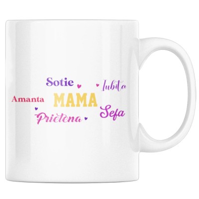 Cana alba personalizata &amp;quot;Prietena, Iubita, Sotie, Amanta, Mama, Sefa&amp;quot;, INOVATIX&amp;reg;. 330ml foto