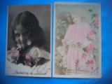 HOPCT 1796 COPII--ROMANTICA-FRANTA-LOT 2 CARTI POSTALE VECHI-CIRCULATE