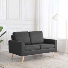 vidaXL Canapea cu 2 locuri, gri &icirc;nchis, material textil