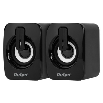 Boxe PC 2.0 Rebel, 3 W, 88 dB, 45 Hz, 4 Ohm, alimentare USB, control volum, Negru foto