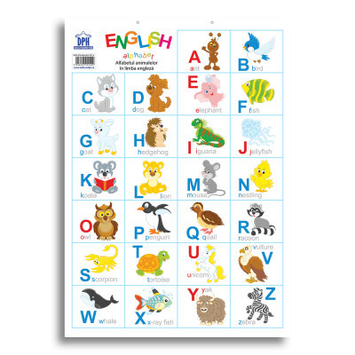 Alfabetul animalelor in limba engleza. Plansa foto
