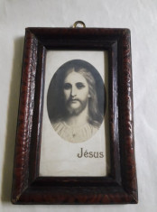 Icoana veche JESUS,icoana veche cu rama tip tablou protejata de sticla,T.GRATUIT foto