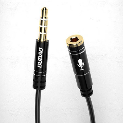Cablu Audio Prelungitor Dudao Jack 3.5mm Tata la Jack 3.5 mm Mama, 4 Pini, 1 Metru, Negru foto