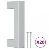 Manere de dulap, 20 buc., argintiu, 64 mm, otel inoxidabil