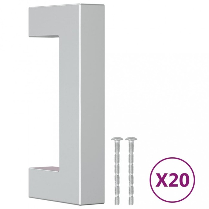 Manere de dulap, 20 buc., argintiu, 64 mm, otel inoxidabil