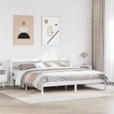 VidaXL Cadru de pat fără saltea, alb, 200x200 cm, lemn masiv pin