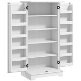 HOMCOM Bufet bucătărie dulap de bucătărie 5 niveluri cu uși și rafturi reglabile 60l x 40P x 120H cm aspect lemn crem | Aosom Romania