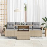 vidaXL Set de canapele pentru grădină cu pernă 5 pcs Bej Rattan poli