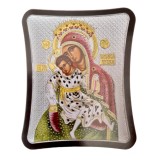 Icoana argintata - Maica Domnului Milostiva - Kykkiotisa 8,5x10 cm