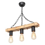 Cumpara ieftin Lustra cu trei lumini PWL-1027, E27 natural-negru 48.5x10x47 cm