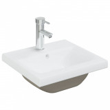 VidaXL Chiuvetă &icirc;ncorporată cu robinet, alb, 42x39x18 cm, ceramică