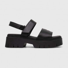 HUGO sandale de piele KrisSandal femei, culoarea negru, cu platforma, 50513525